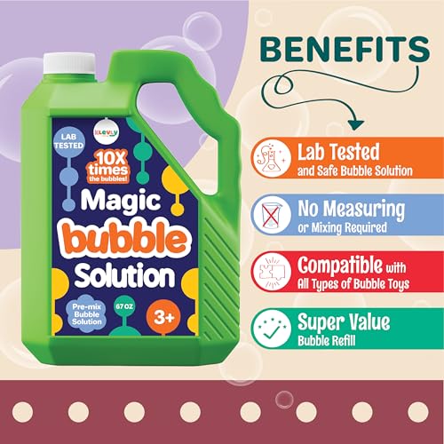 Klevly 67 OZ Iridescent Bubble Solution Refill NonToxic PreMix Bubble Refill Solution No Mixing or Measuring Required Bubbles for Kids Bubbles Bulk Bubble Machine Solution Giant Bubbles 67 OZ - Image 5