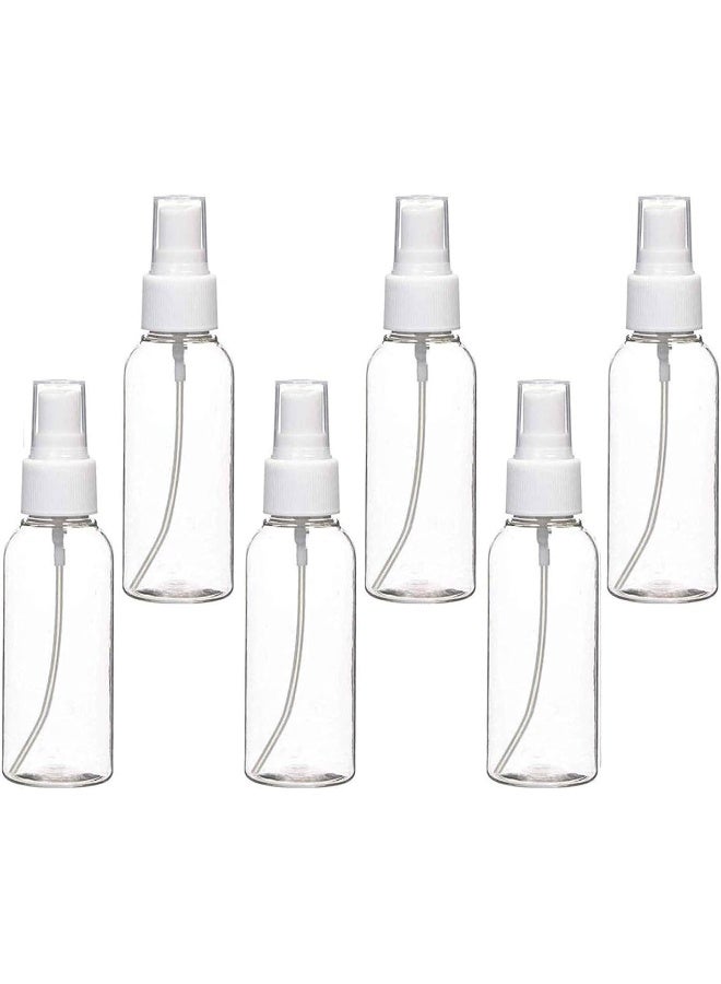 MOMENT 6Pack Plastic Spray Bottles, 2Oz/50Ml Plastic Spray Clear Empty Fine Mist Plastic Mini Travel Bottle Set Bottles Refillable Liquid Containers, Transparent White  - Image 1