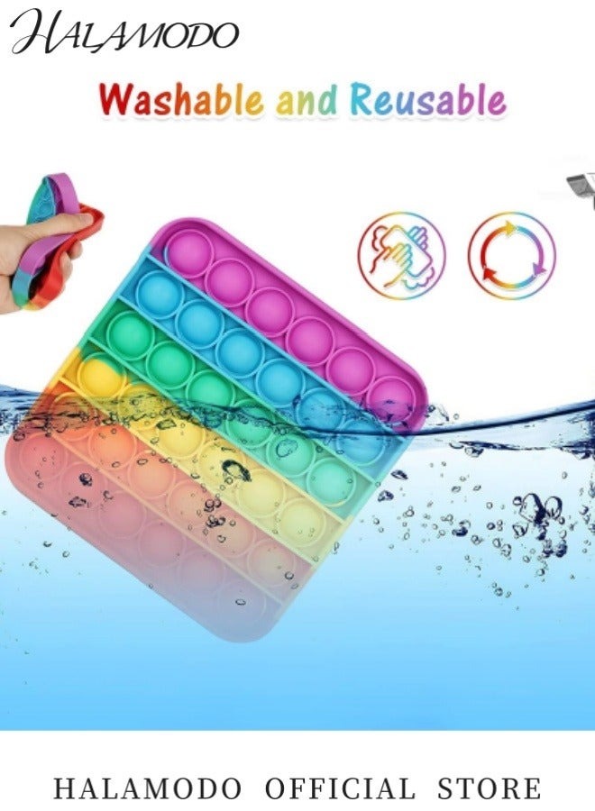 HALAMODO 4PCS Pop Fidget Sensory Toys Autism Special Needs Stress Relief Silicone Pressure Relieving Toys Round and Square Squeeze Toys for Kids Children Adults  - Image 3