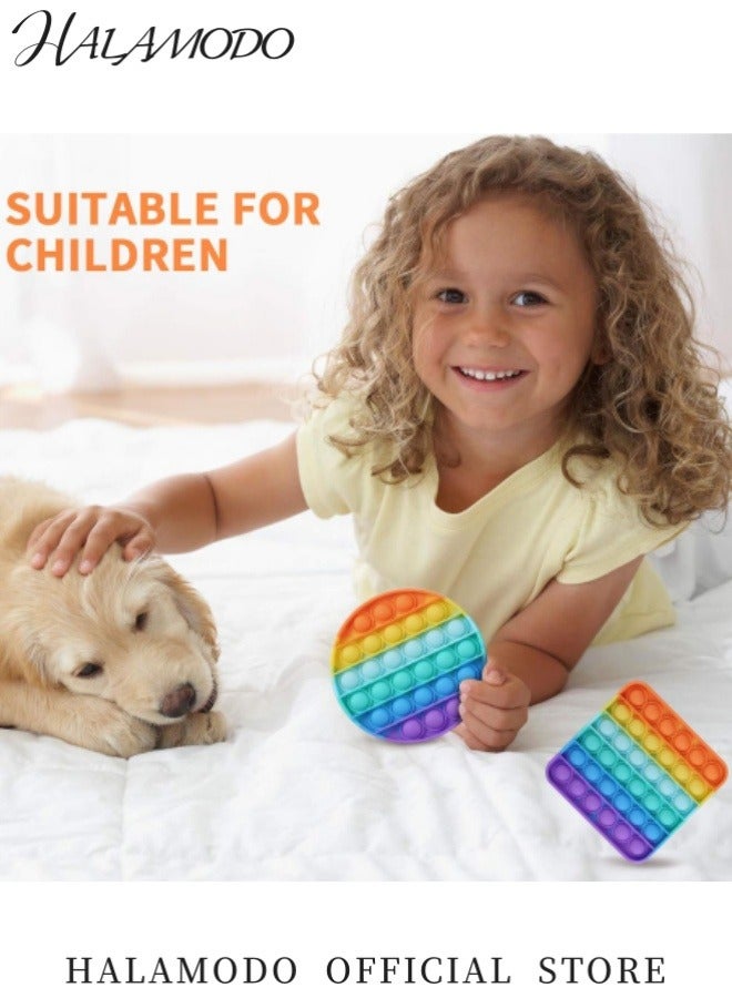 HALAMODO 4PCS Pop Fidget Sensory Toys Autism Special Needs Stress Relief Silicone Pressure Relieving Toys Round and Square Squeeze Toys for Kids Children Adults  - Image 4