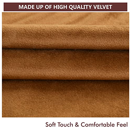 Yellow Weaves Soft Velvet Fabric Cushion Cover 12 X 12 Inches, Set of 2, (Golden Brown) - Image 3