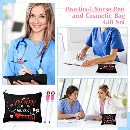 LEIFIDE 24 Pcs CNA Week Gifts 2025 Bulk Rn Nurses' Day Appreciation Gifts for Women Include 12 Canvas Makeup Cosmetic Bag with Zipper and 12 Ballpoint Pen Accessories for Graduation(Adorable Style) - Image 4
