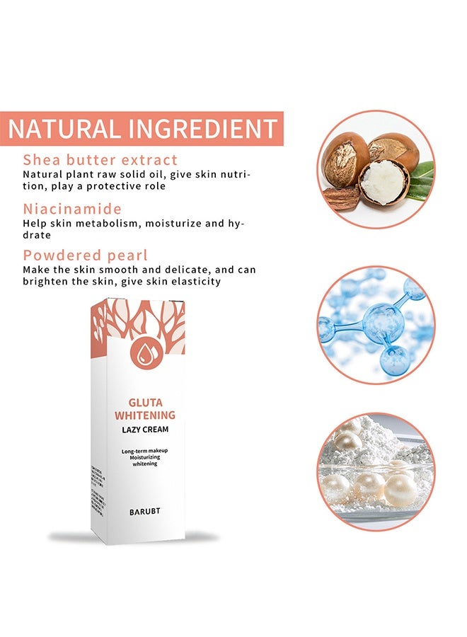 BARUBT Gluta Whitening Lazy Cream-Moisturizing Tone Up Cream, Anti Aging Moisturizes Evens Skin Tone ,Light Makeup Covering Spots - Image 4