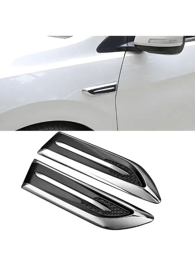 Varian Silver Black Self Adhesive Hood Side Air Intake Vent Trim For SUV Sedan Truck - Image 1