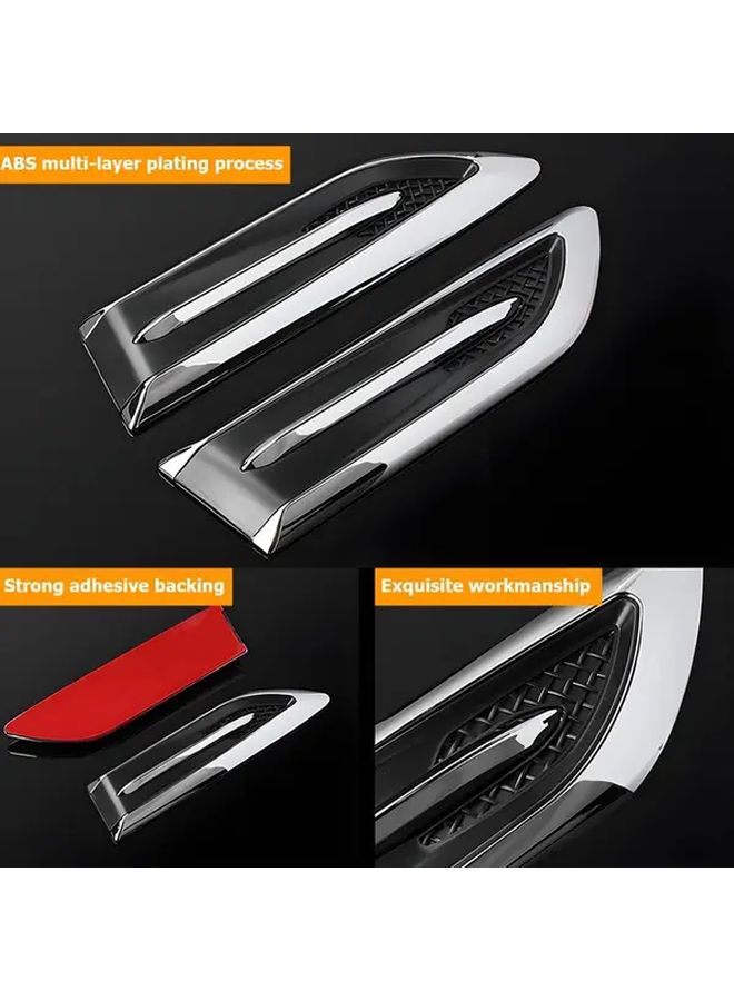Varian Silver Black Self Adhesive Hood Side Air Intake Vent Trim For SUV Sedan Truck - Image 3