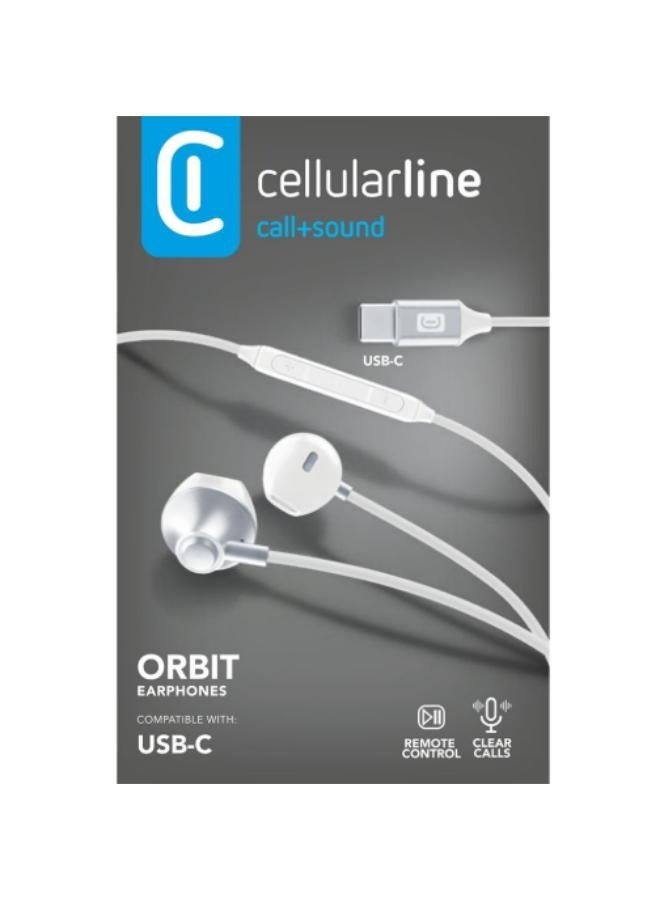 سيلولار لاين سماعات أذن ستيريو USB-C من Cellularline Orbit باللون الأبيض - Image 2