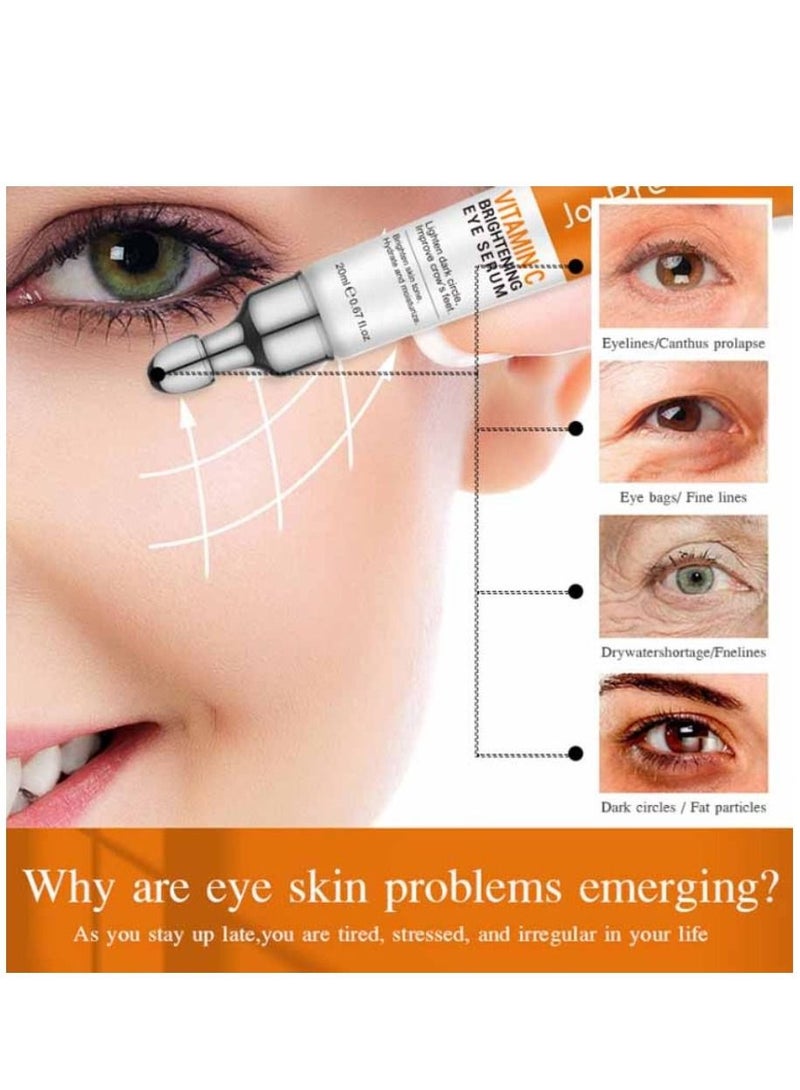 JoyPretty Vitamin C Brightening Eye Serum Lighten Anti Aging Eye Serum Reduces Wrinkles Fine Lines & Dark Circles Brightening Serum For Women 20ml - Image 3