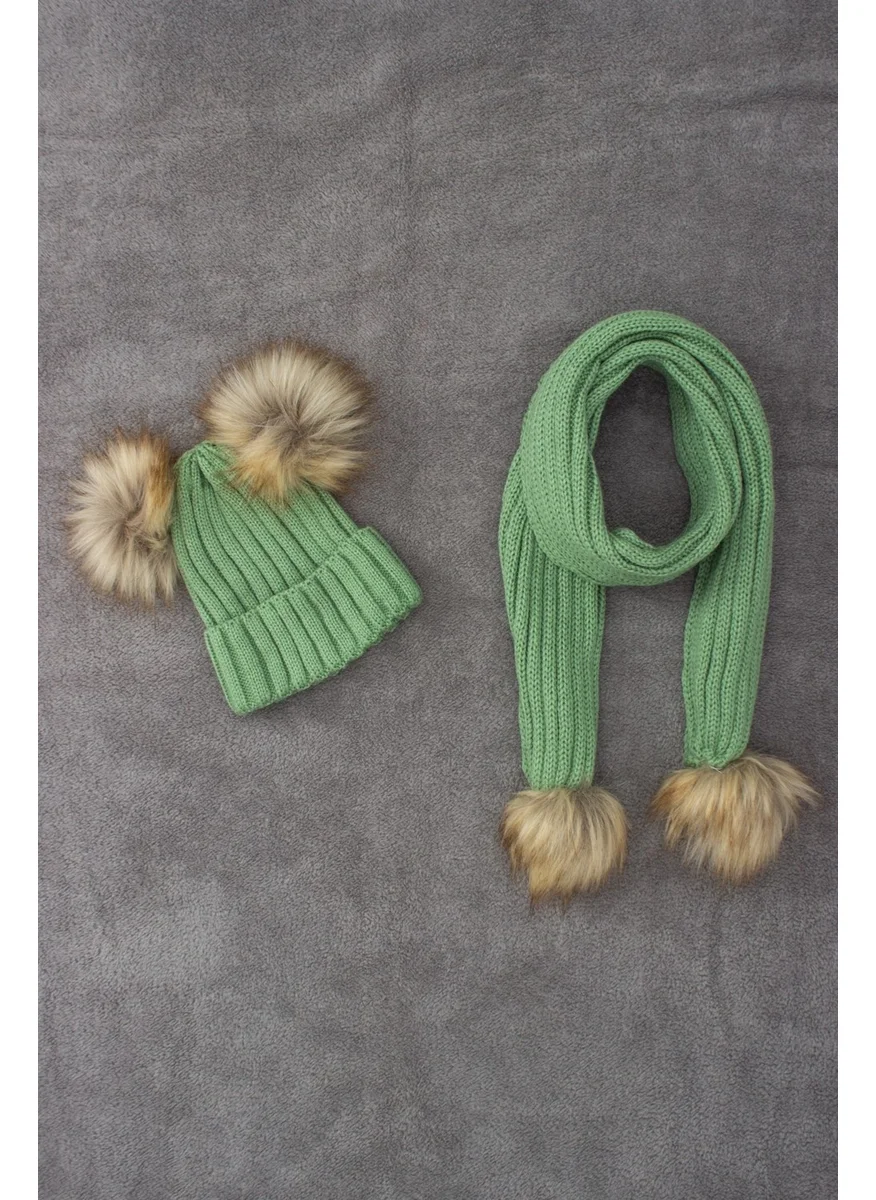 ادا بيبيك تشوكوك Ada Baby Child Double Pompom Scarf Beanie Set