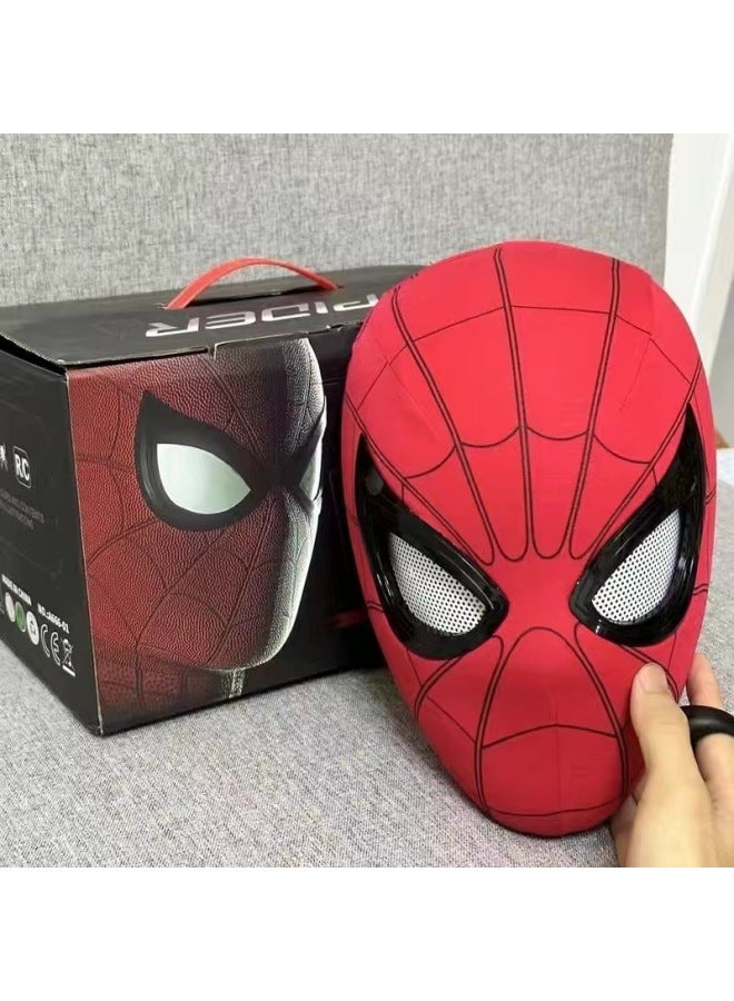 Loquat Spiderman Mask  Glowing Eye Movements Hero's Expedition Cosplay Headwear Mask Plastic Funny Toy For Teens-Color:Electric Ring Red Spider Headgear/gift Box - Image 1