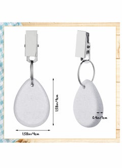 KASTWAVE Tablecloth Weights Tablecloth Pendant Teardrop Shape Table Cover Weights Stone Table Weights Hangers with Metal Clip for Tablecloth Decoration Family Dinner Outdoor Picnic (White)12 Pieces  - Image 5