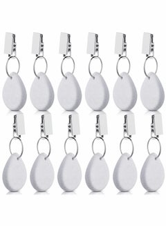 KASTWAVE Tablecloth Weights Tablecloth Pendant Teardrop Shape Table Cover Weights Stone Table Weights Hangers with Metal Clip for Tablecloth Decoration Family Dinner Outdoor Picnic (White)12 Pieces  - Image 1