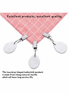 KASTWAVE Tablecloth Weights Tablecloth Pendant Teardrop Shape Table Cover Weights Stone Table Weights Hangers with Metal Clip for Tablecloth Decoration Family Dinner Outdoor Picnic (White)12 Pieces  - Image 4