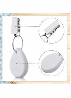 KASTWAVE Tablecloth Weights Tablecloth Pendant Teardrop Shape Table Cover Weights Stone Table Weights Hangers with Metal Clip for Tablecloth Decoration Family Dinner Outdoor Picnic (White)12 Pieces  - Image 3