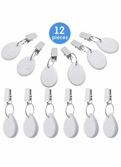 KASTWAVE Tablecloth Weights Tablecloth Pendant Teardrop Shape Table Cover Weights Stone Table Weights Hangers with Metal Clip for Tablecloth Decoration Family Dinner Outdoor Picnic (White)12 Pieces  - Image 2