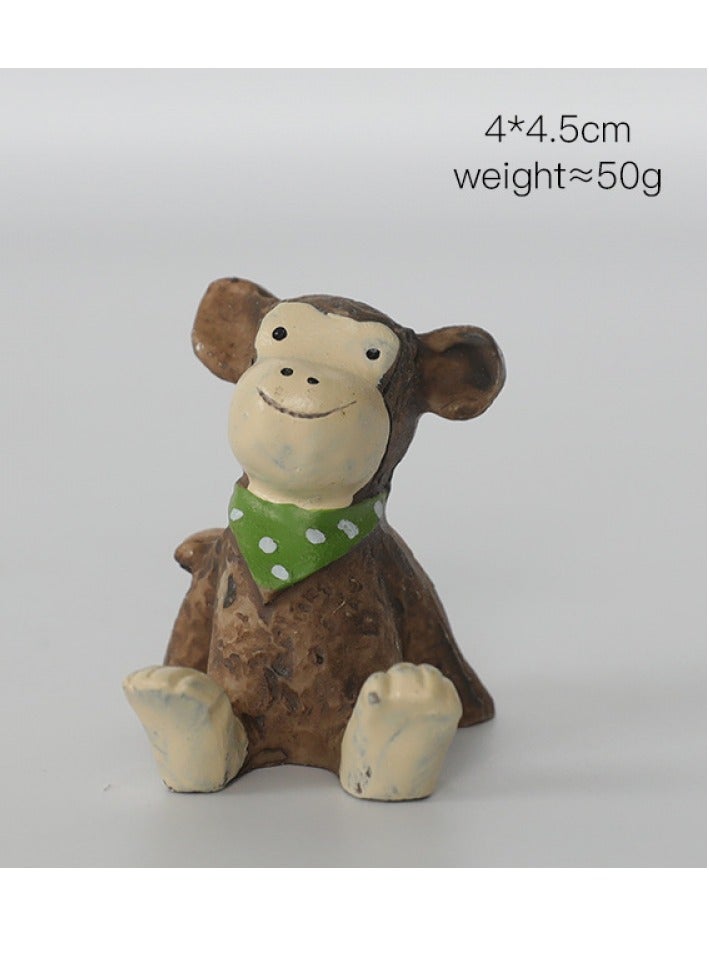 Y&D Looking Up At The Starry Sky Small Animal Ornaments Mini Animal Ornaments Home Decorations-Little Monkey Green Scarf