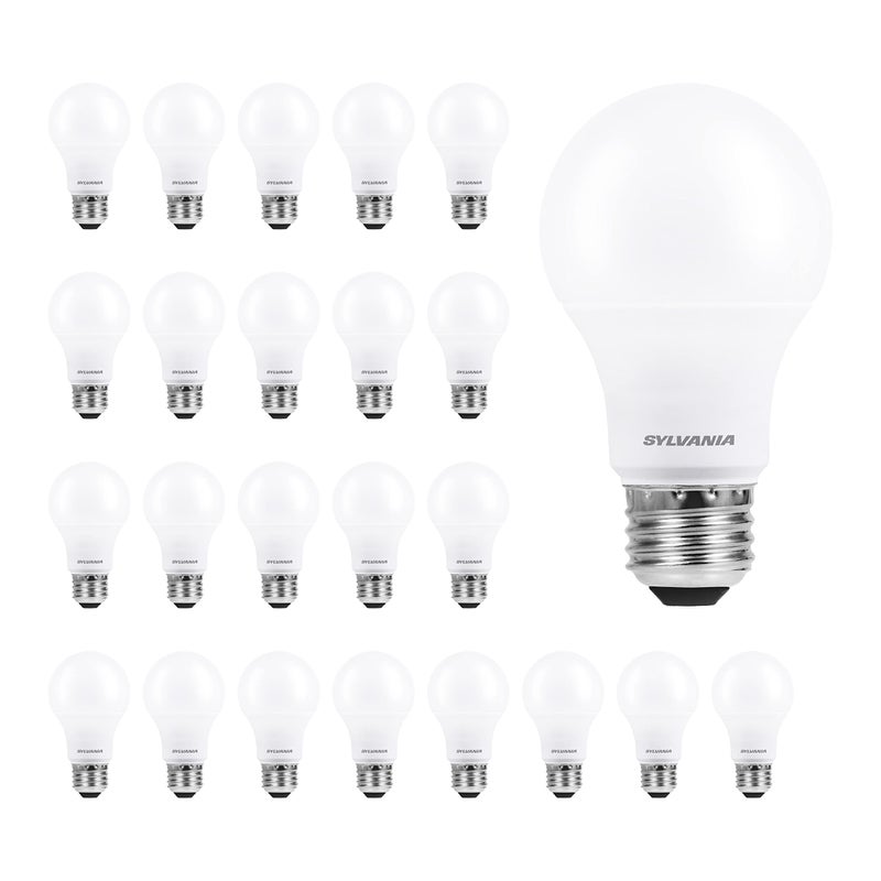 LEDVANCE Sylvania ECO LED A19 Light Bulb, 60W Equivalent Efficient 9W, 7 Year, 750 Lumens, Medium Base, Frosted, 2700K, Soft White - 24 Pack (40986) - Image 1