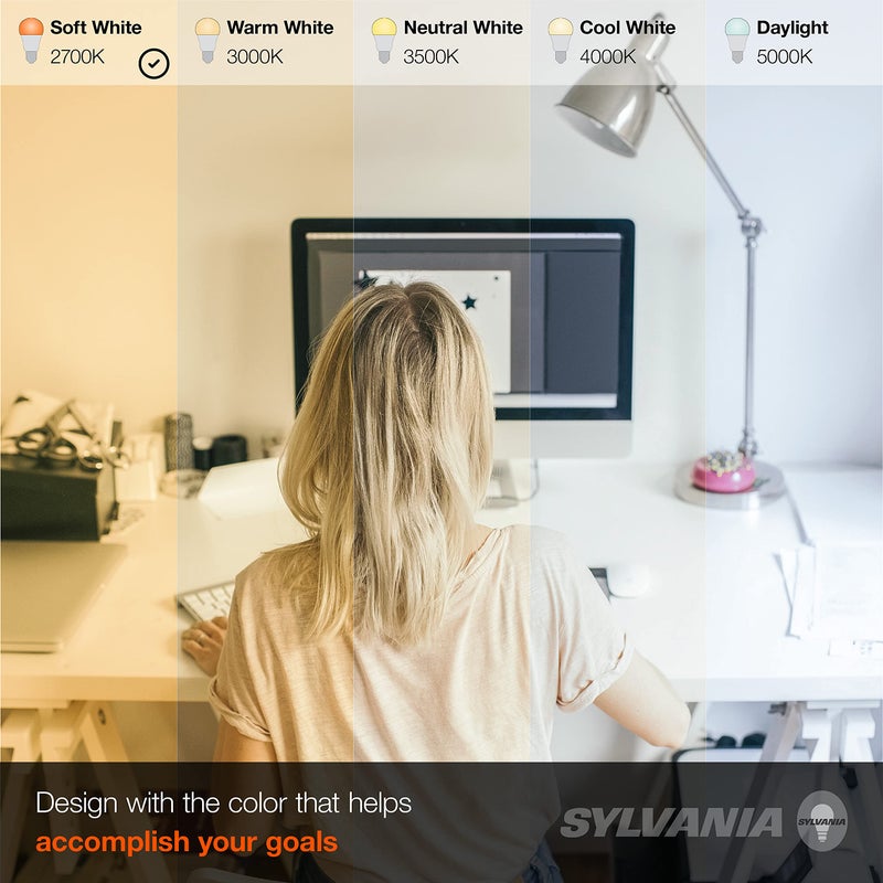 LEDVANCE Sylvania ECO LED A19 Light Bulb, 60W Equivalent Efficient 9W, 7 Year, 750 Lumens, Medium Base, Frosted, 2700K, Soft White - 24 Pack (40986) - Image 4