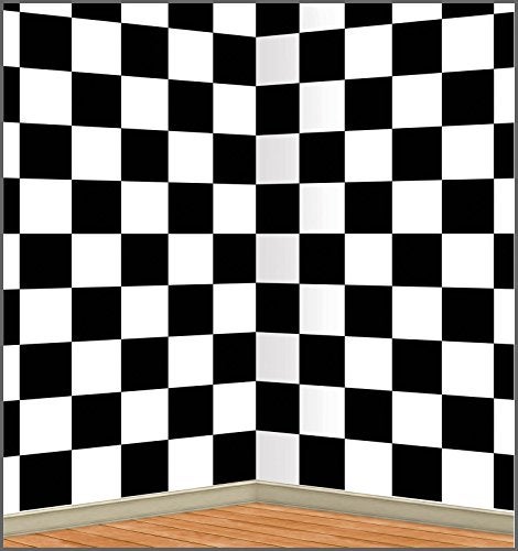 Beistle Black and White Checkered Photo Backdrop - Image 1
