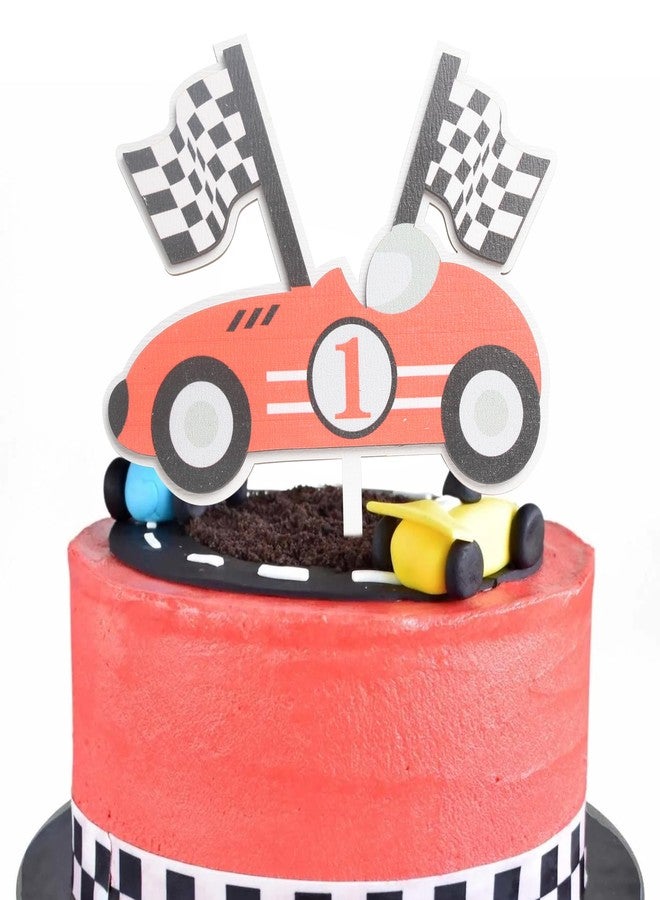 BOOMPA Fast One Wooden Baby First Birthday Cake Topper，One Year Old Race Car Birthday Cake Topper，Boys 1st Birthday Racing Theme Cake Topper，Race Car Cake Decorations，One Year Anniversary Wooden Cake Topper - Image 4