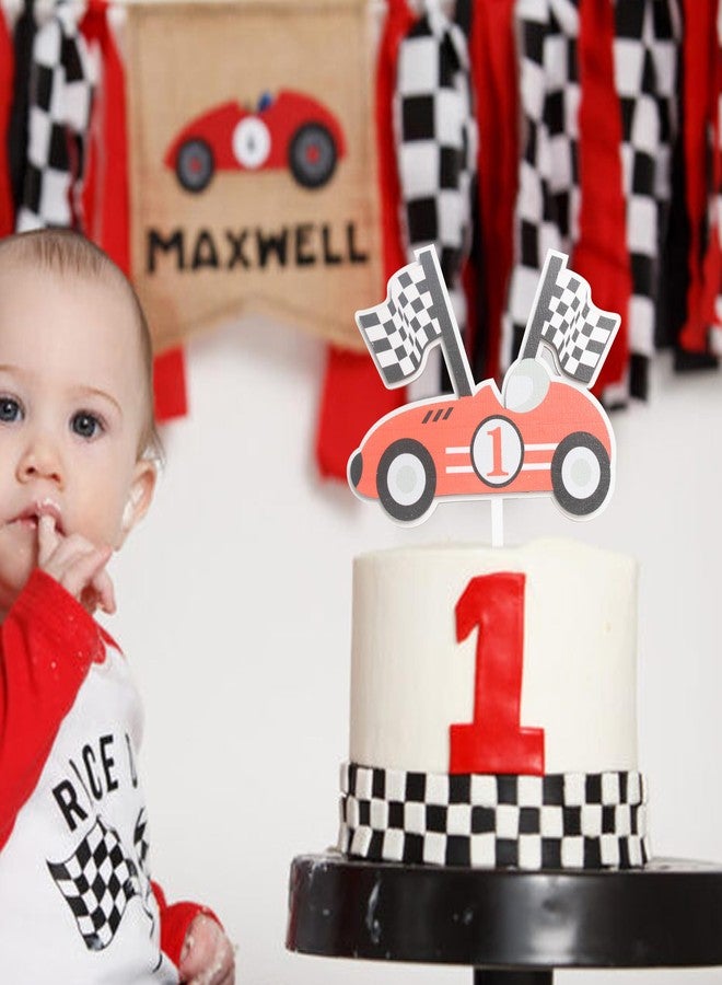 BOOMPA Fast One Wooden Baby First Birthday Cake Topper，One Year Old Race Car Birthday Cake Topper，Boys 1st Birthday Racing Theme Cake Topper，Race Car Cake Decorations，One Year Anniversary Wooden Cake Topper - Image 3