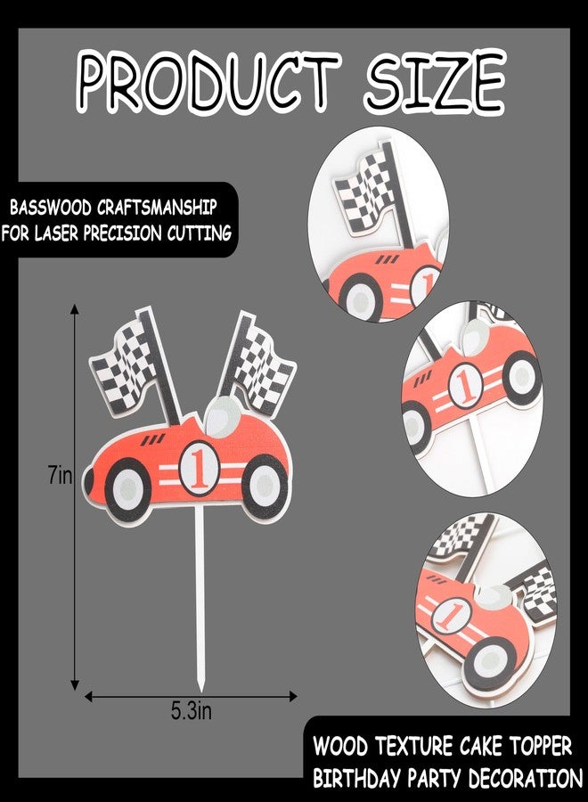 BOOMPA Fast One Wooden Baby First Birthday Cake Topper，One Year Old Race Car Birthday Cake Topper，Boys 1st Birthday Racing Theme Cake Topper，Race Car Cake Decorations，One Year Anniversary Wooden Cake Topper - Image 2