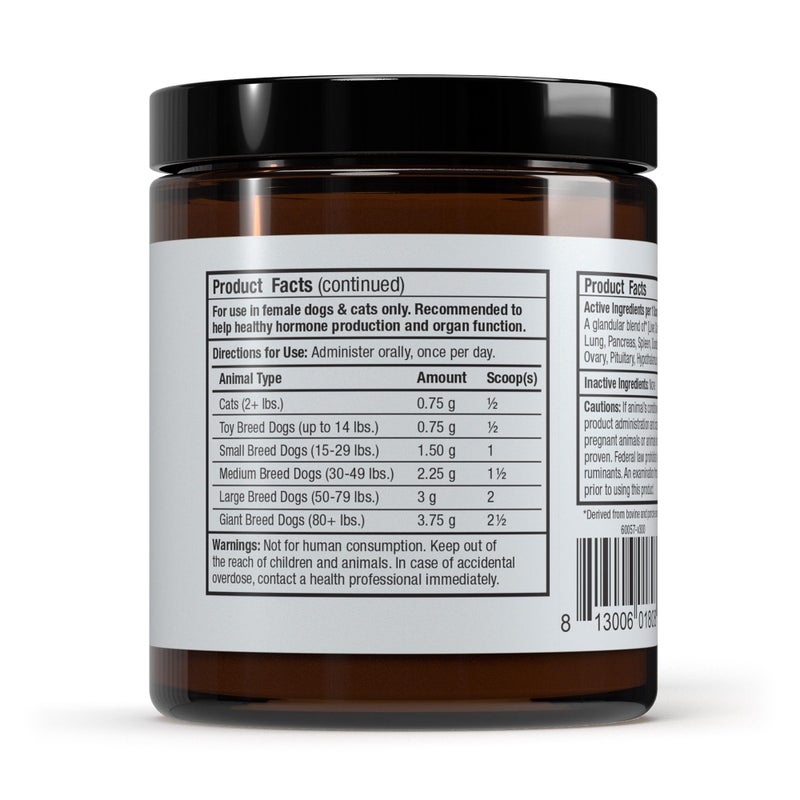 Dr. Mercola Bark & Whiskers Female Glandular Support, 4 Oz. (113 g), 75 Scoops, Supports Healthy Hormone and Organ Function, Veterinarian Formulated, Non-GMO, Dr. Mercola - Image 3