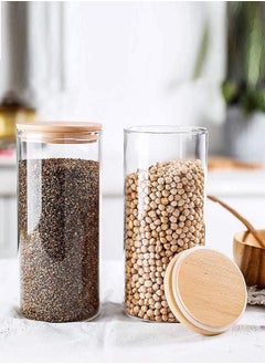 1Chase Borosilicate Round Glass Food Storage Jar With Bamboo Lid 1200 ML 2Pcs Set  - Image 3