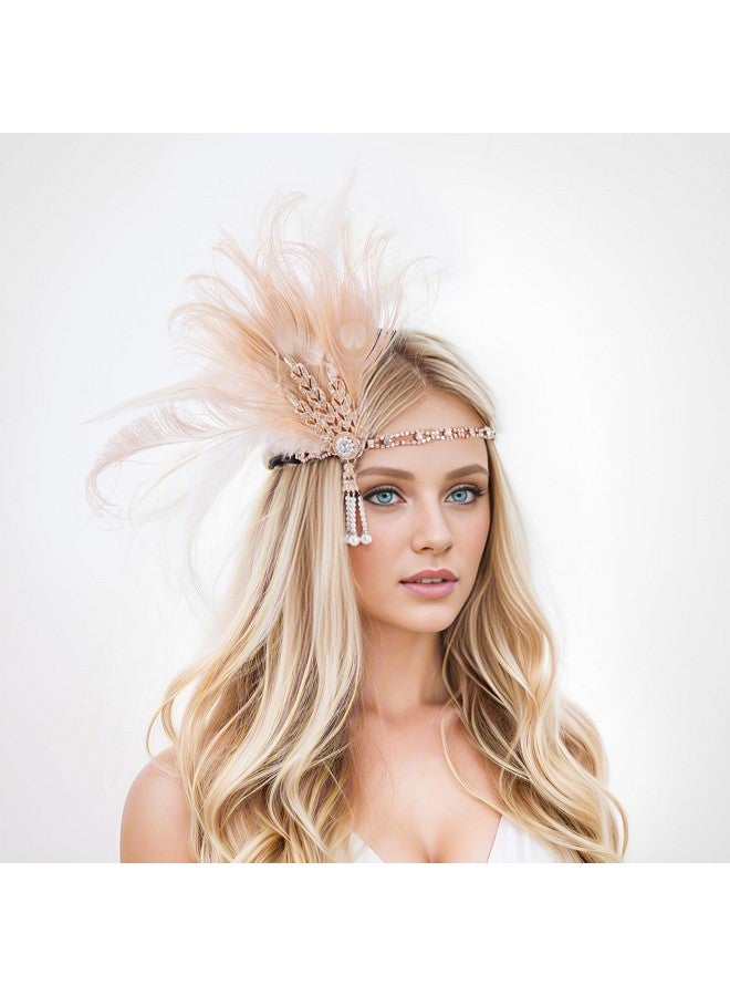 Tongcloud رباط رأس ريش الفلاپر من عشرينيات القرن العشرين - قطعة رأس غاتسبي للنساء من عشرينيات القرن العشرين (شمبانيا) - Image 1