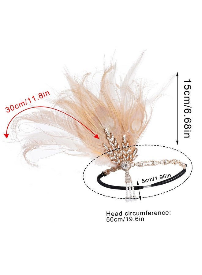 Tongcloud رباط رأس ريش الفلاپر من عشرينيات القرن العشرين - قطعة رأس غاتسبي للنساء من عشرينيات القرن العشرين (شمبانيا) - Image 2