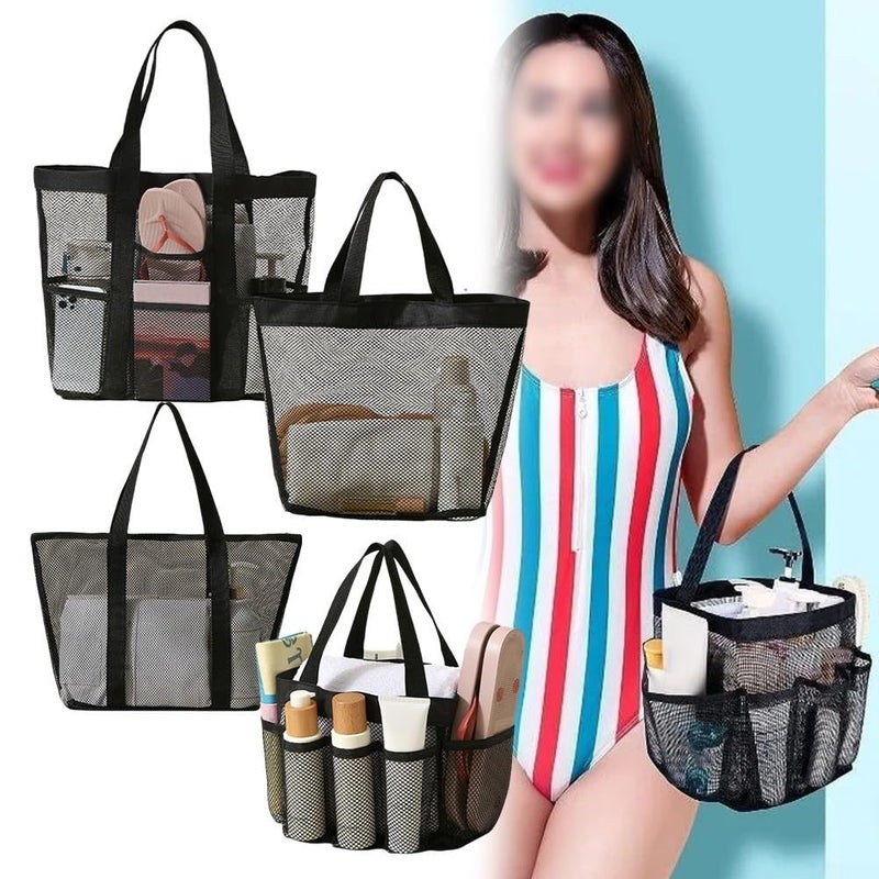 Large Mesh Shower Toiletry Bag With Pocket Hanging Hook Quick Dry Travel Gym - Image 5