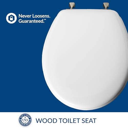 MAYFAIR 844BN 000 Toilet Seat with Brushed Nickel Hinges will Never Come Loose, ROUND , White, 1 Pack - ROUND - Image 3