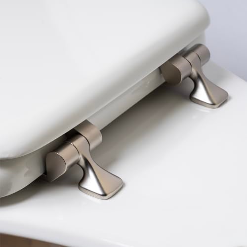 MAYFAIR 844BN 000 Toilet Seat with Brushed Nickel Hinges will Never Come Loose, ROUND , White, 1 Pack - ROUND - Image 2