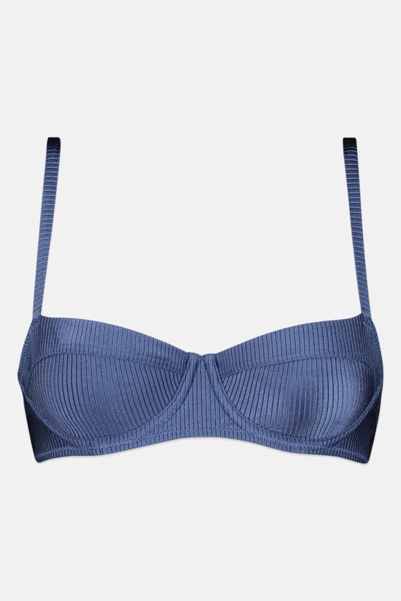 Aerie Women Non Padded Textured Bikini Top, Blue  - Image 2