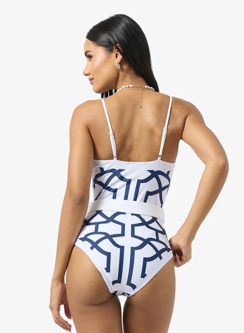 ELLA Printed Swimsuit With Beach Cover Up