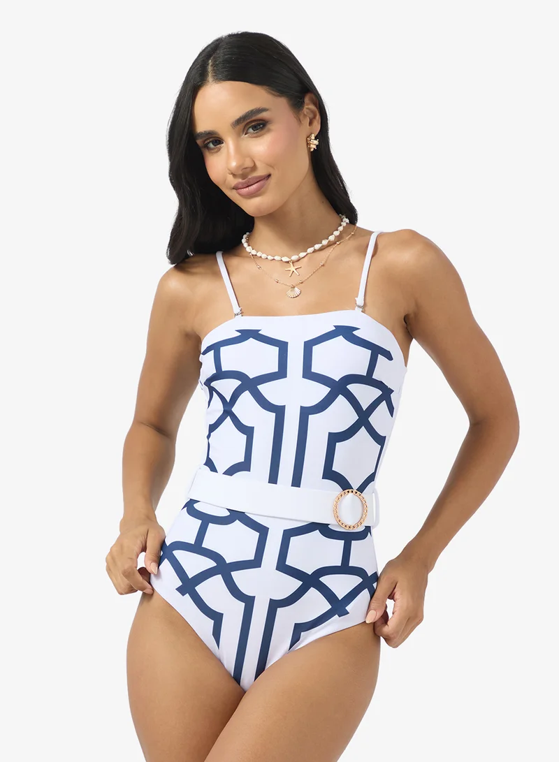 ELLA Printed Swimsuit With Beach Cover Up