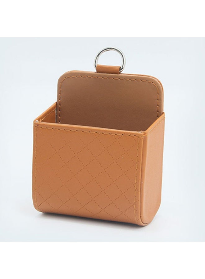 Car Vent Storage Bag PU Leather Automotive Dashboard Organizer Pocket for Keys, Coin, Cell phone & Glasses - Image 1