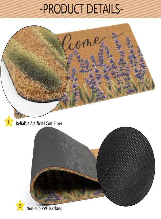 FGSS Lavender-Welcome-Doormat Outdoor-Entrance - Coir-Non-Slip Seasonal-Spring Summer Indoor Home Decor Front Door Mats - Image 2