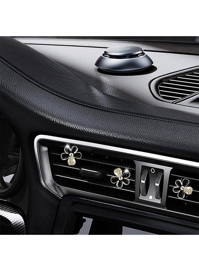 6 قطع مشابك زهور مزخرفة لفتحات تهوية السيارة، ملحقات داخلية للسيارات عالمية لمعظم المركبات (أسود) - Image 3