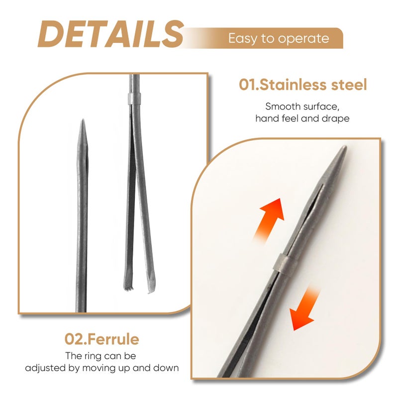 ALLCLEAN 2Pcs Sewing Leather Needle Manual Lacing Threading Single Prong Steel Needle LeatherCraft Tool Handmade Leather Needles for Hand Stitching-Stainless Steel Lacing Needles - Image 3