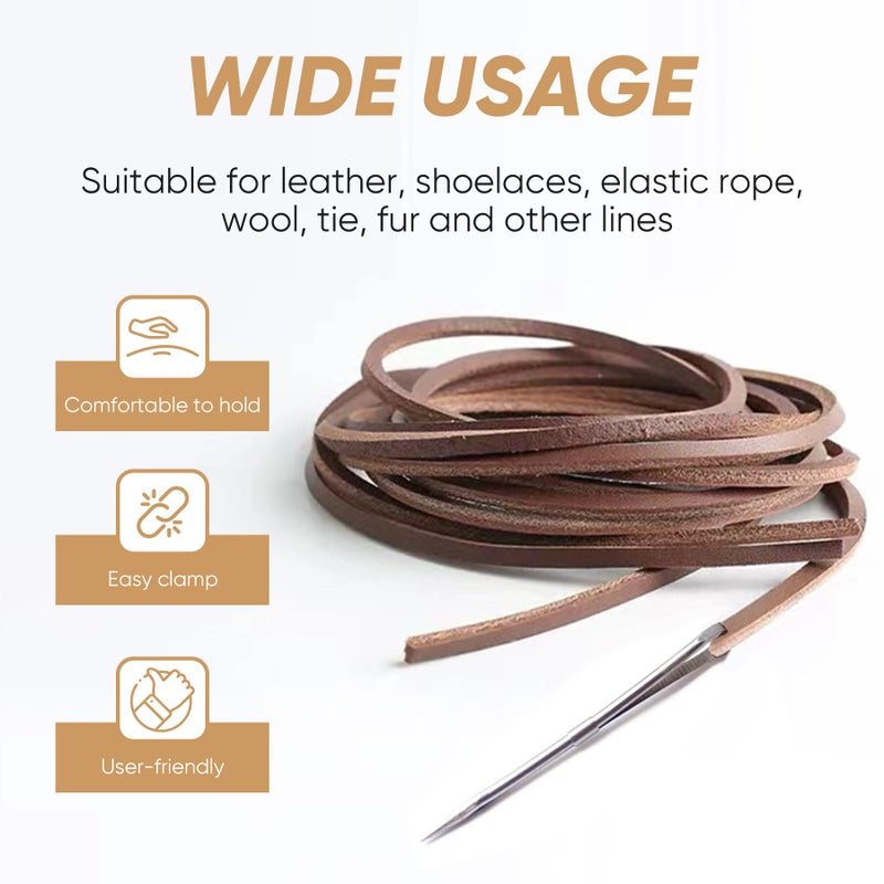 ALLCLEAN 2Pcs Sewing Leather Needle Manual Lacing Threading Single Prong Steel Needle LeatherCraft Tool Handmade Leather Needles for Hand Stitching-Stainless Steel Lacing Needles - Image 4