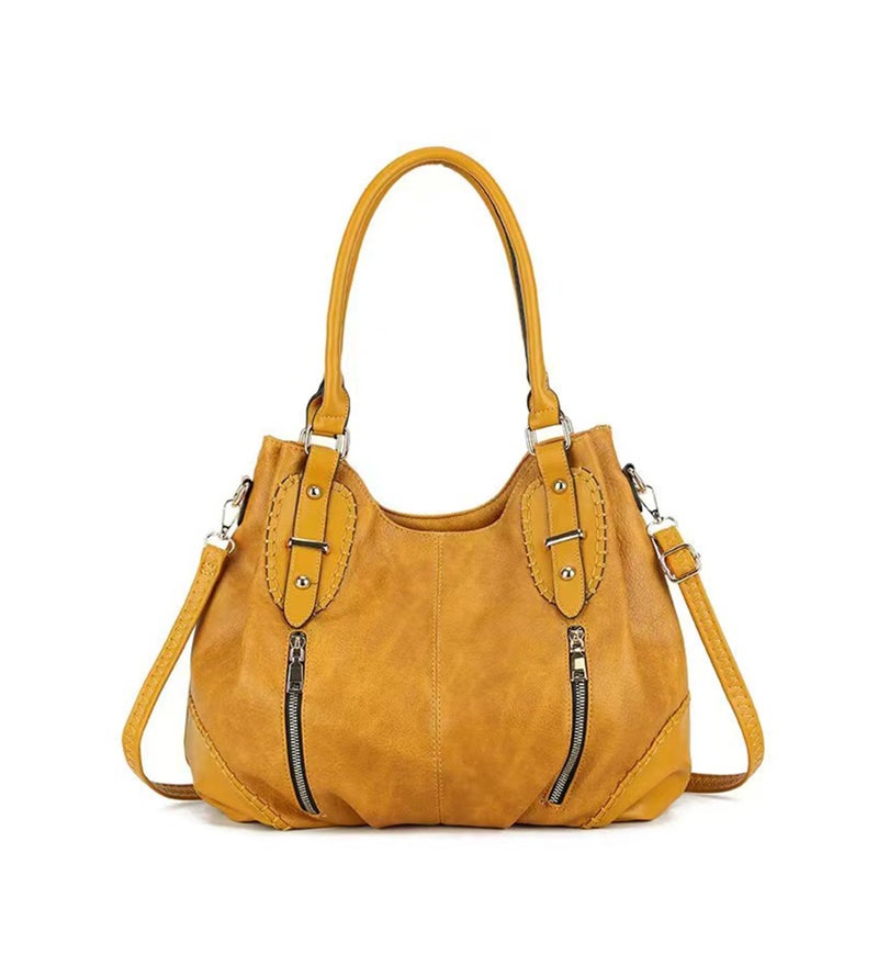 My Friday myfriday Vintage Large Leather Tote Handbags for Women, Soft Hobo Shoulder Bag Satchel Purse with Adjustable Strap - Image 1