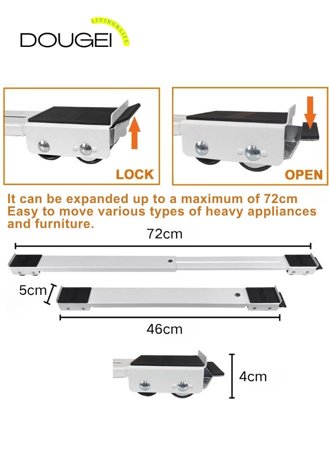 DOUGEI Appliance Rollers Heavy Duty, Max 72cm, Second Generation Extendable Appliance Rollers Mobile Washing Machine Base Easily Move Washing Machines, Dryers, Refrigerators, Furniture (White) - Image 5