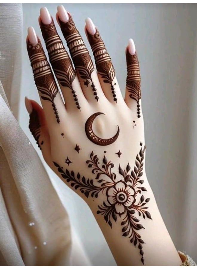 Henna Stencil Template for Hand Art, Floral Design, Reusable Mehndi Pattern, 4 Pieces - Image 3
