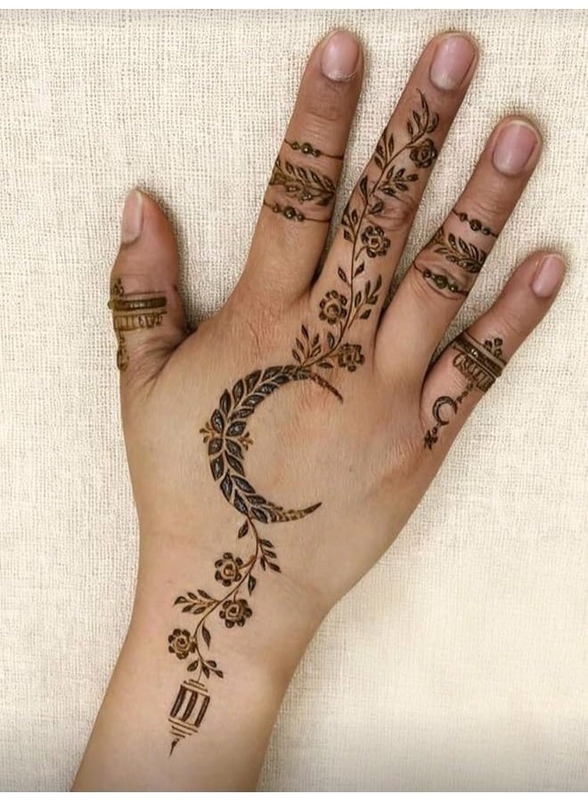 Henna Stencil Template for Hand Art, Floral Design, Reusable Mehndi Pattern, 4 Pieces - Image 2