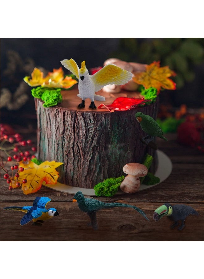 Sienon - 10Pcs Mini Birds Figures Plastic Bird Animal Toys Realistic Bird Animal Figurines Miniature Bird Animal Model Flamingo White Ibis Parrots Hummingbird Educational Toy Cake Toppers - Image 1