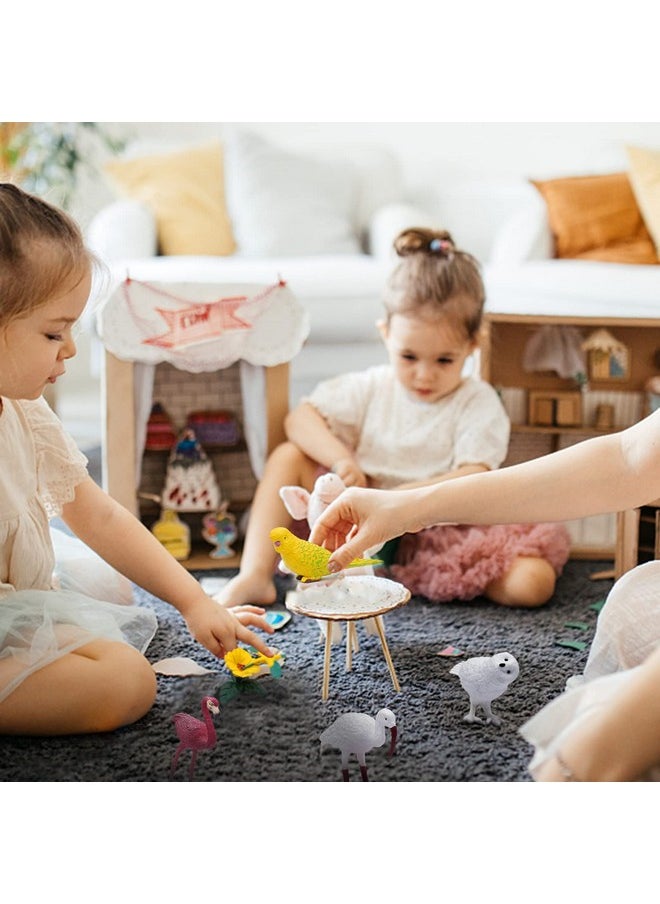 Sienon - 10Pcs Mini Birds Figures Plastic Bird Animal Toys Realistic Bird Animal Figurines Miniature Bird Animal Model Flamingo White Ibis Parrots Hummingbird Educational Toy Cake Toppers - Image 1