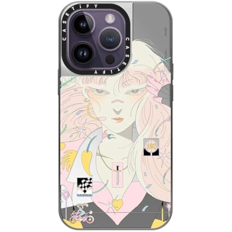 Casetify Mirror Case for iPhone 14 Pro Compatible with Magsafe - Love Racer by SAITEMISS - Silver on Silver - Image 2