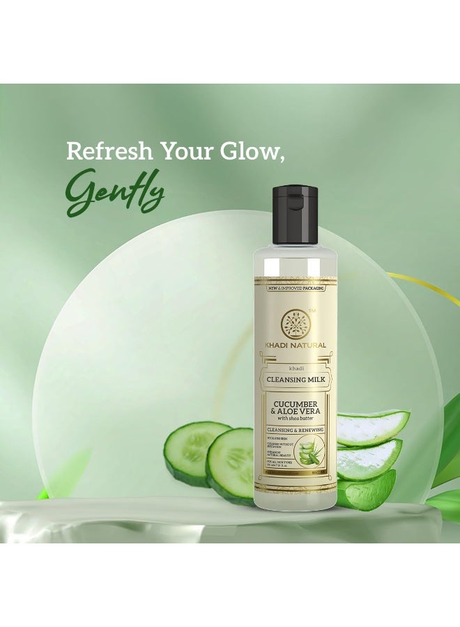 Khadi Natural Cucumber and Aloe Vera Cleansing Milk 210ml for All Skin Types - Image 2