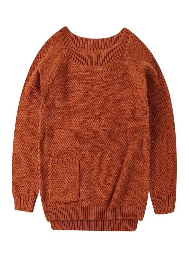 Peecabe Toddler Baby Girl Boy Cable Knit Sweater Cotton Infant Pullover Crewneck Long Sleeve Sweatshirt Fall Winter (Caramel, 4T) - Image 1