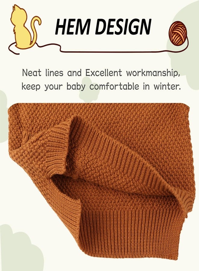 Peecabe Toddler Baby Girl Boy Cable Knit Sweater Cotton Infant Pullover Crewneck Long Sleeve Sweatshirt Fall Winter (Caramel, 4T) - Image 5